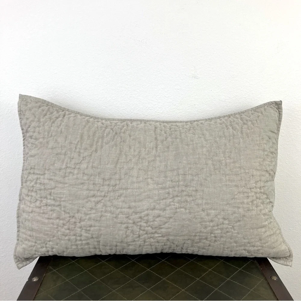 RH Stonewashed Belgian Linen Diamond Stitch Lumbar Sham